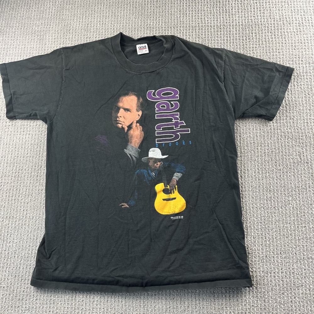 Vintage 1992 Garth Brooks Men XL Black Country Tour Single Stitch T Shirt Anvil